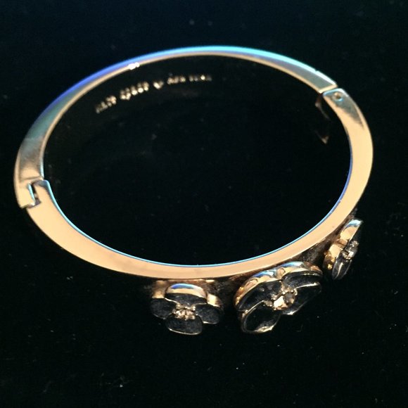 Kate Spade Gold Tone 3 Flower Hinged Bracelet - Picture 2 of 4